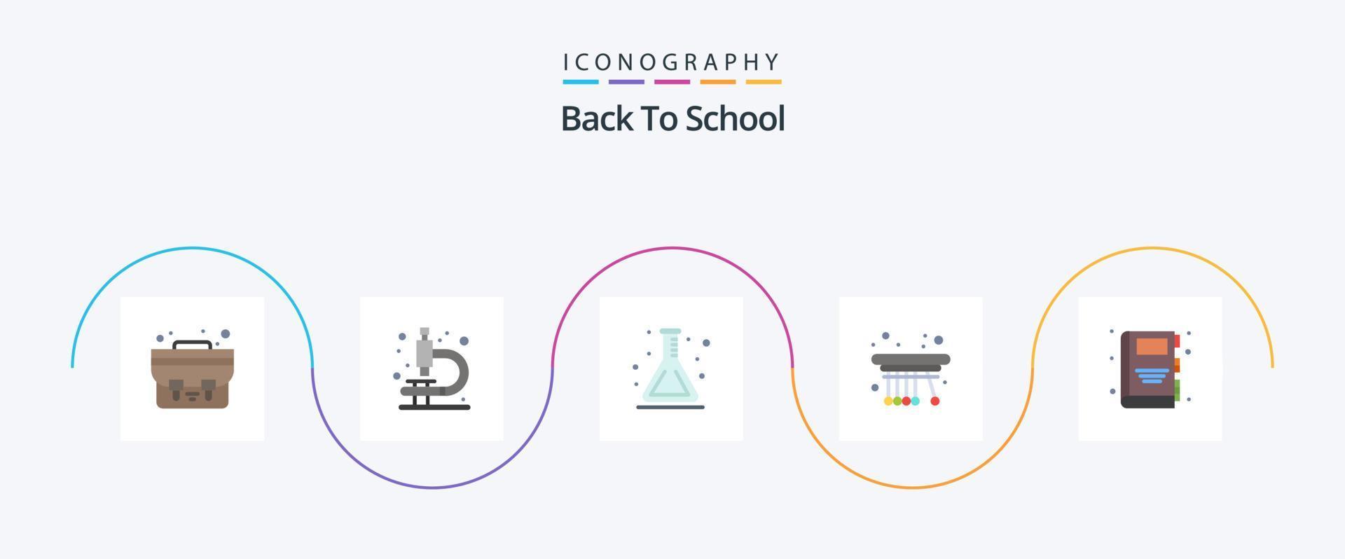 Back To School Flat 5 Icon Pack Including . e book. flask. back to school. physics vector