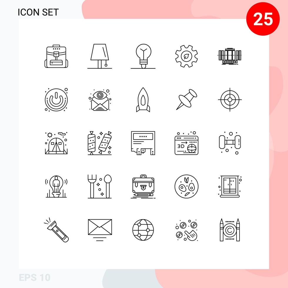 25 User Interface Line Pack of modern Signs and Symbols of vertical environment lightning energy eco Editable Vector Design Elements