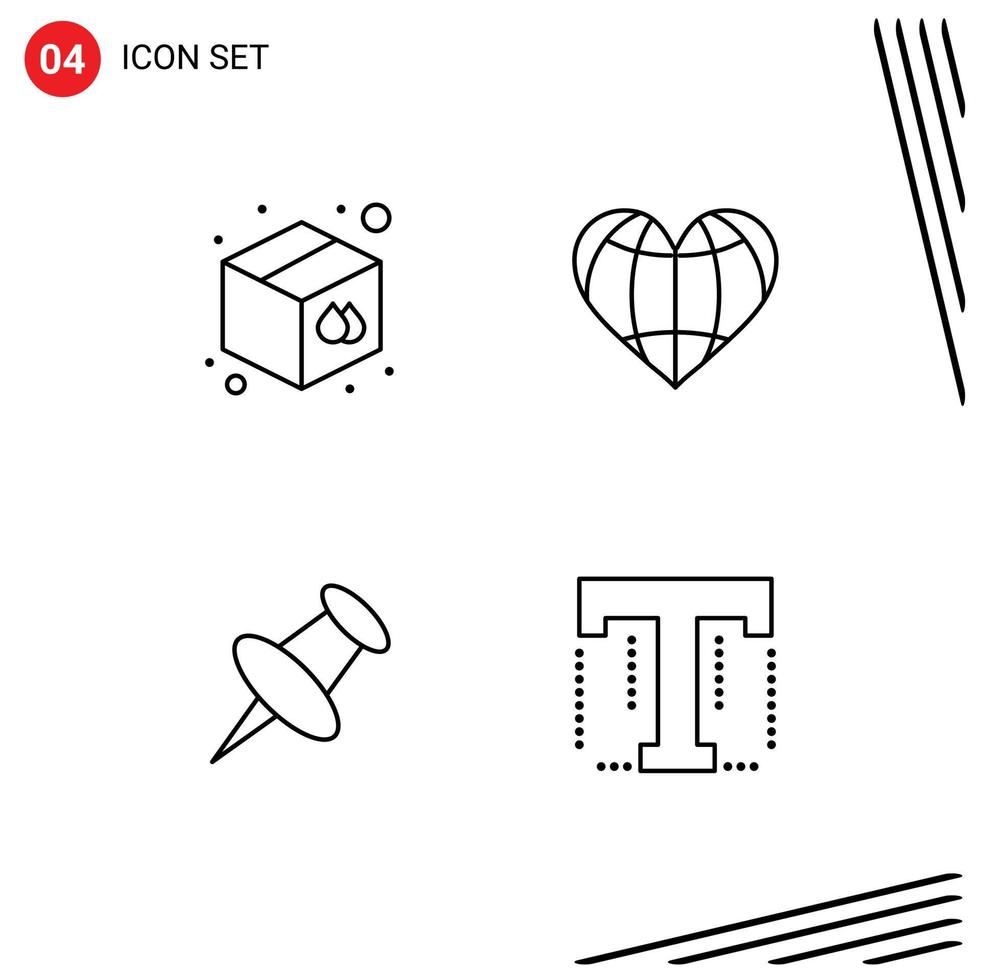 conjunto de 4 paquetes de colores planos de línea de llenado comercial para impresión de marcador de caja como elementos de diseño vectorial editables de marca vector