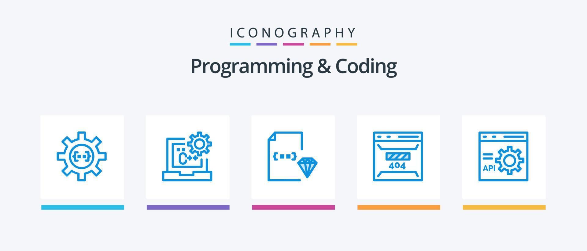 paquete de iconos de programación y codificación azul 5 que incluye error. desarrollar. desarrollar. expediente. desarrollo. diseño de iconos creativos vector