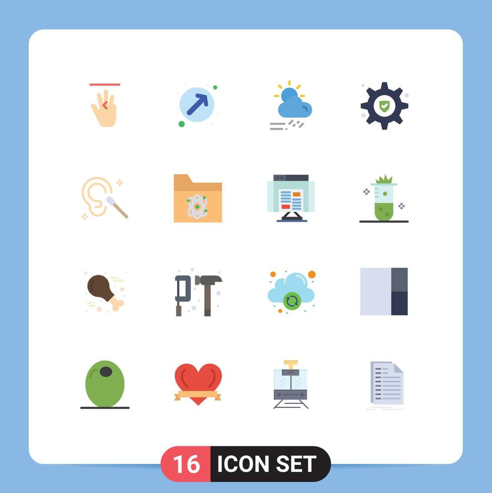 16 iconos creativos signos y símbolos modernos de servicio auditivo equipo de nube seguro clima paquete editable de elementos de diseño de vectores creativos