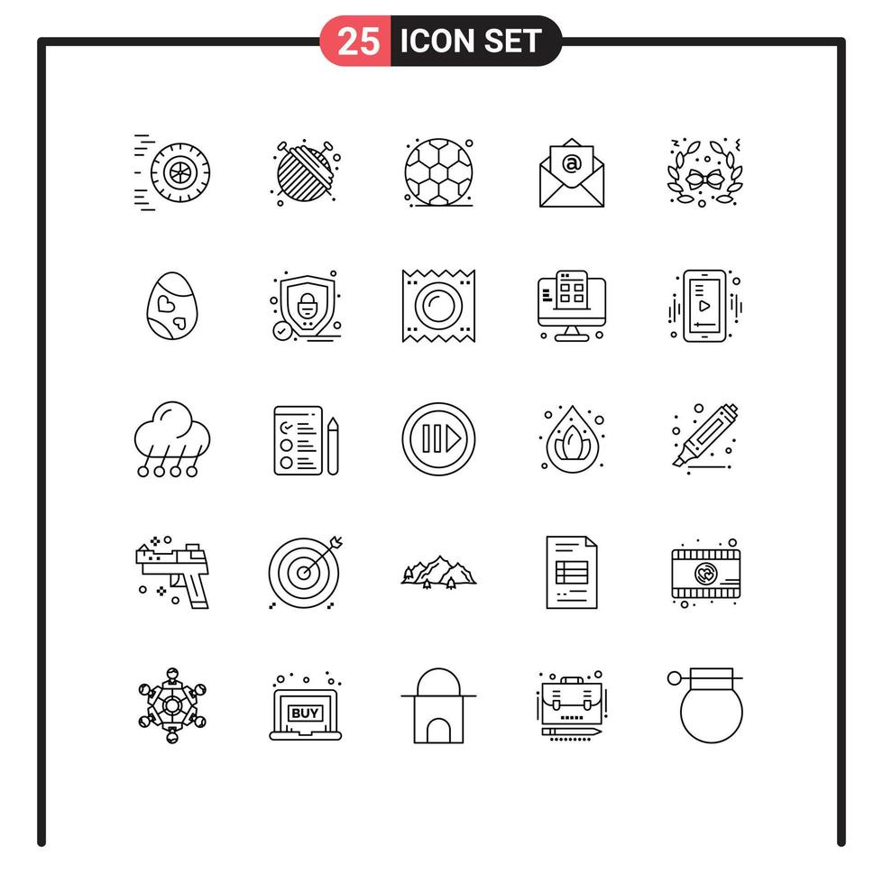 Mobile Interface Line Set of 25 Pictograms of decoration decoration back to school christmas open Editable Vector Design Elements