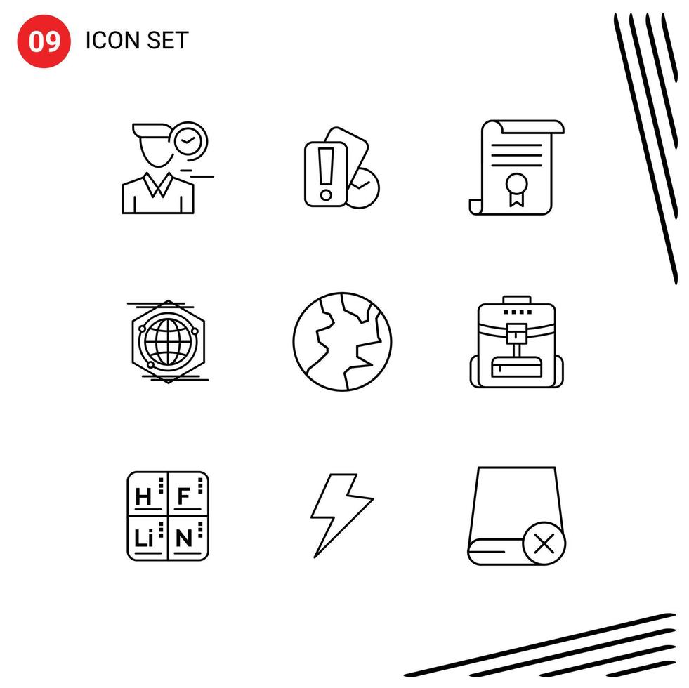 9 Thematic Vector Outlines and Editable Symbols of idea polygon referee globe document Editable Vector Design Elements