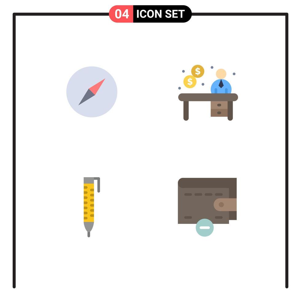 Modern Set of 4 Flat Icons Pictograph of instagram design business reception money Editable Vector Design Elements