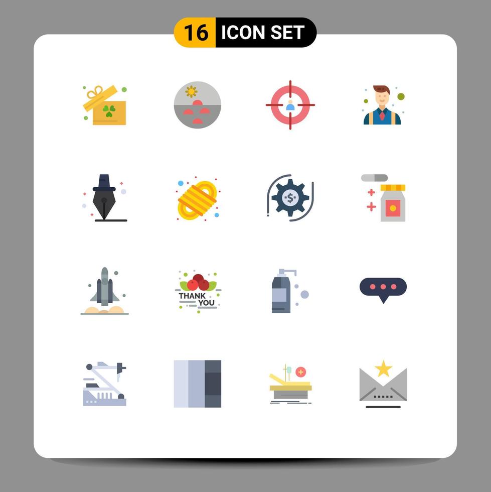 Set of 16 Modern UI Icons Symbols Signs for education entrepreneur audience businessman recruitment Editable Pack of Creative Vector Design Elements