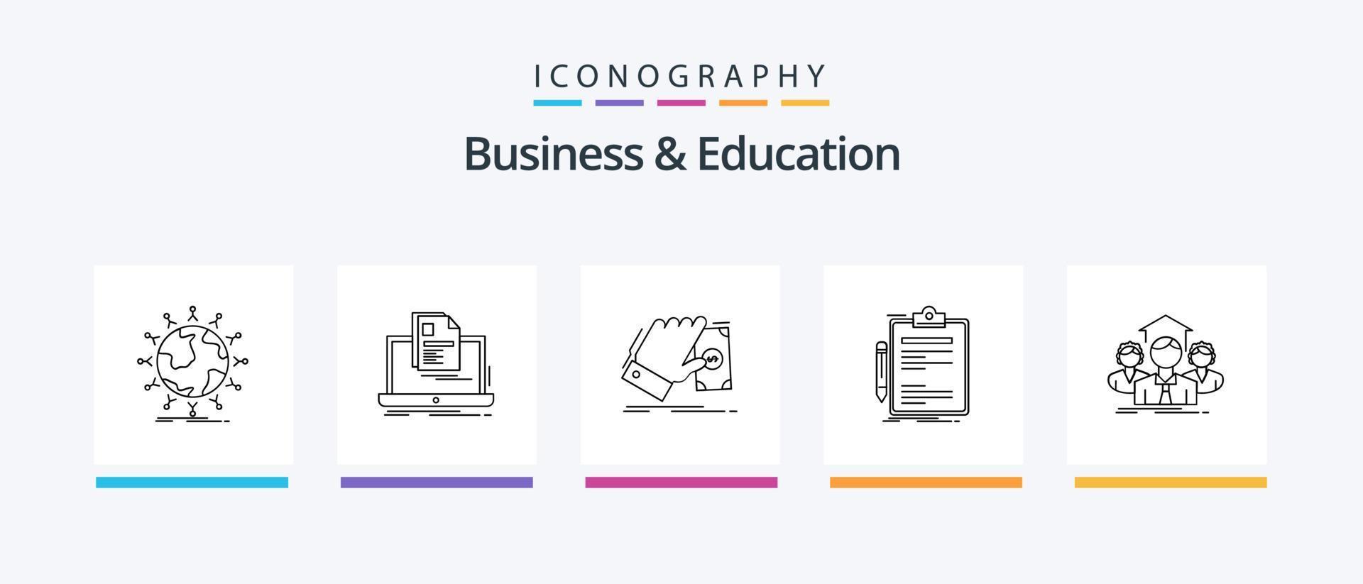 Business And Education Line 5 Icon Pack Including seo. world. progress. hand. shopping. Creative Icons Design vector