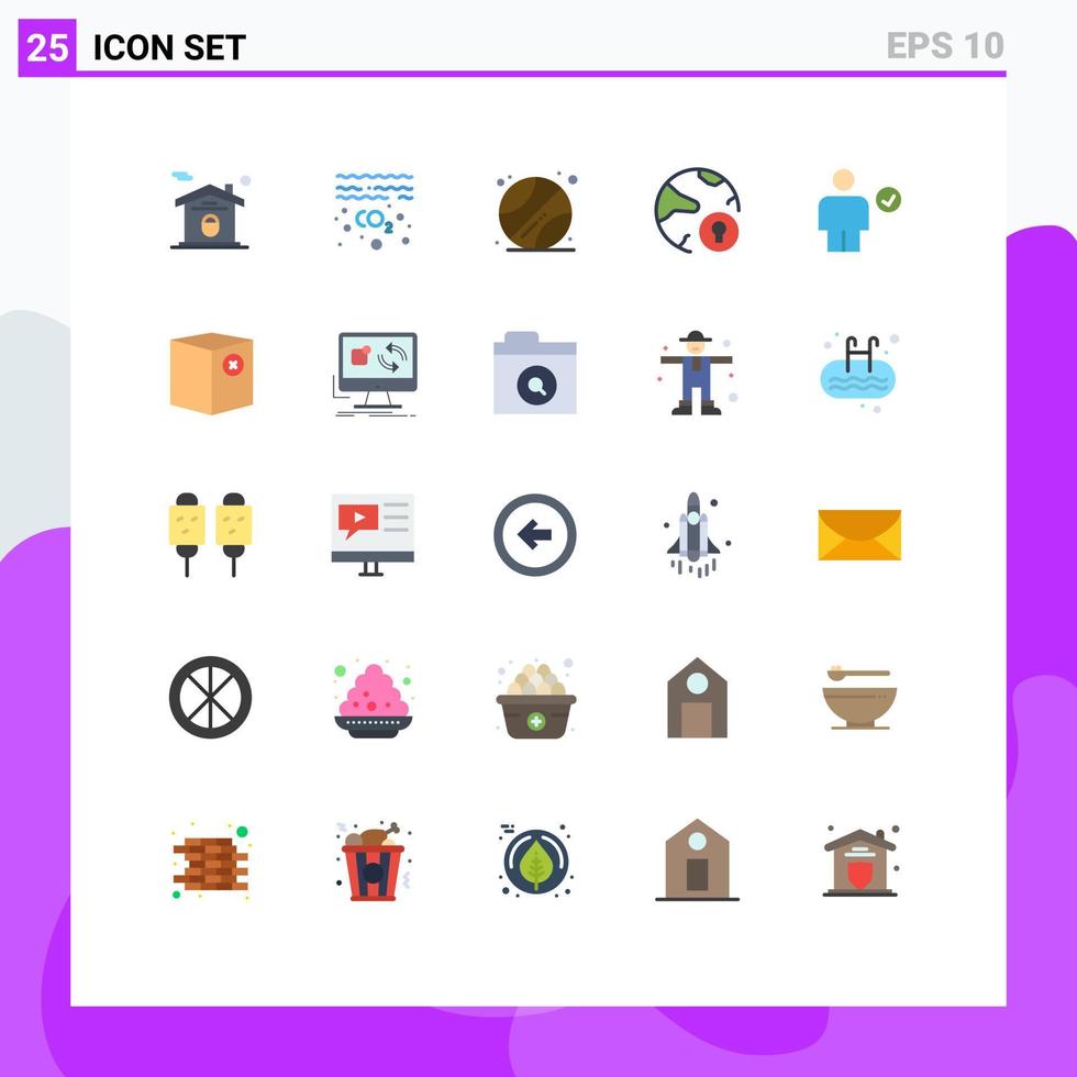 25 Universal Flat Colors Set for Web and Mobile Applications body protection ball padlock internet Editable Vector Design Elements