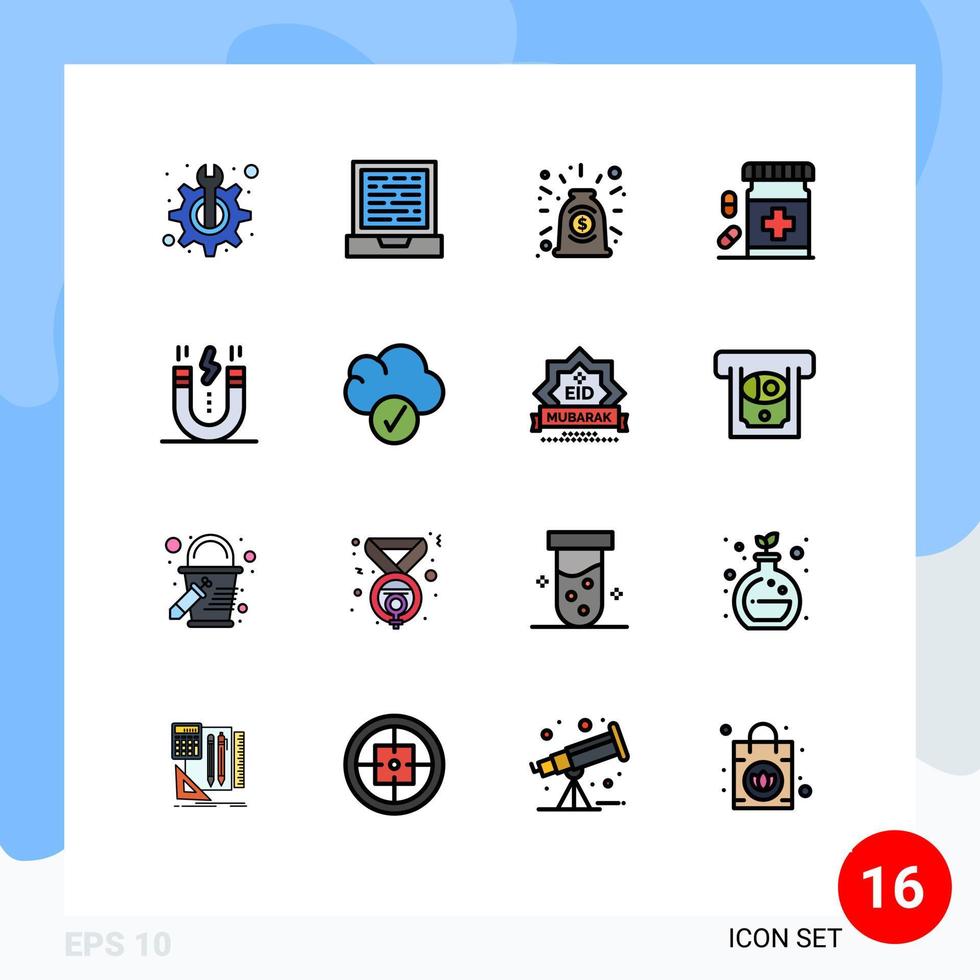 16 iconos creativos signos y símbolos modernos de diseño forma colaboración fitness enfermedad elementos de diseño de vectores creativos editables