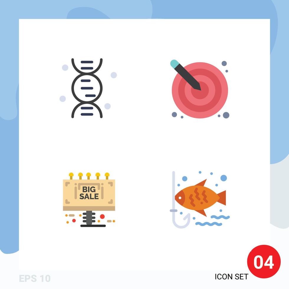 User Interface Pack of 4 Basic Flat Icons of dna info board arrow creativity sale board Editable Vector Design Elements