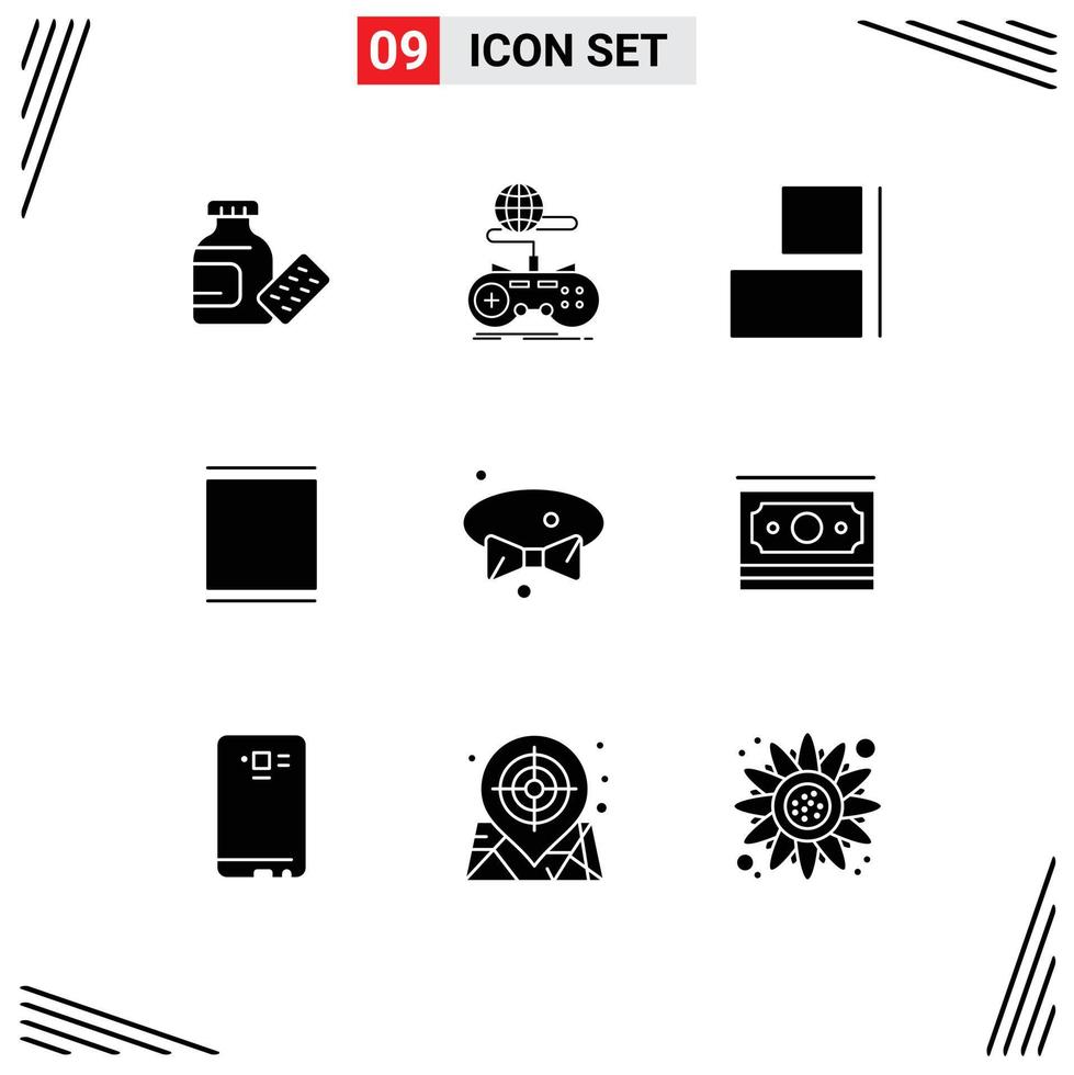 Modern Set of 9 Solid Glyphs and symbols such as tie bow align timeline instagram Editable Vector Design Elements