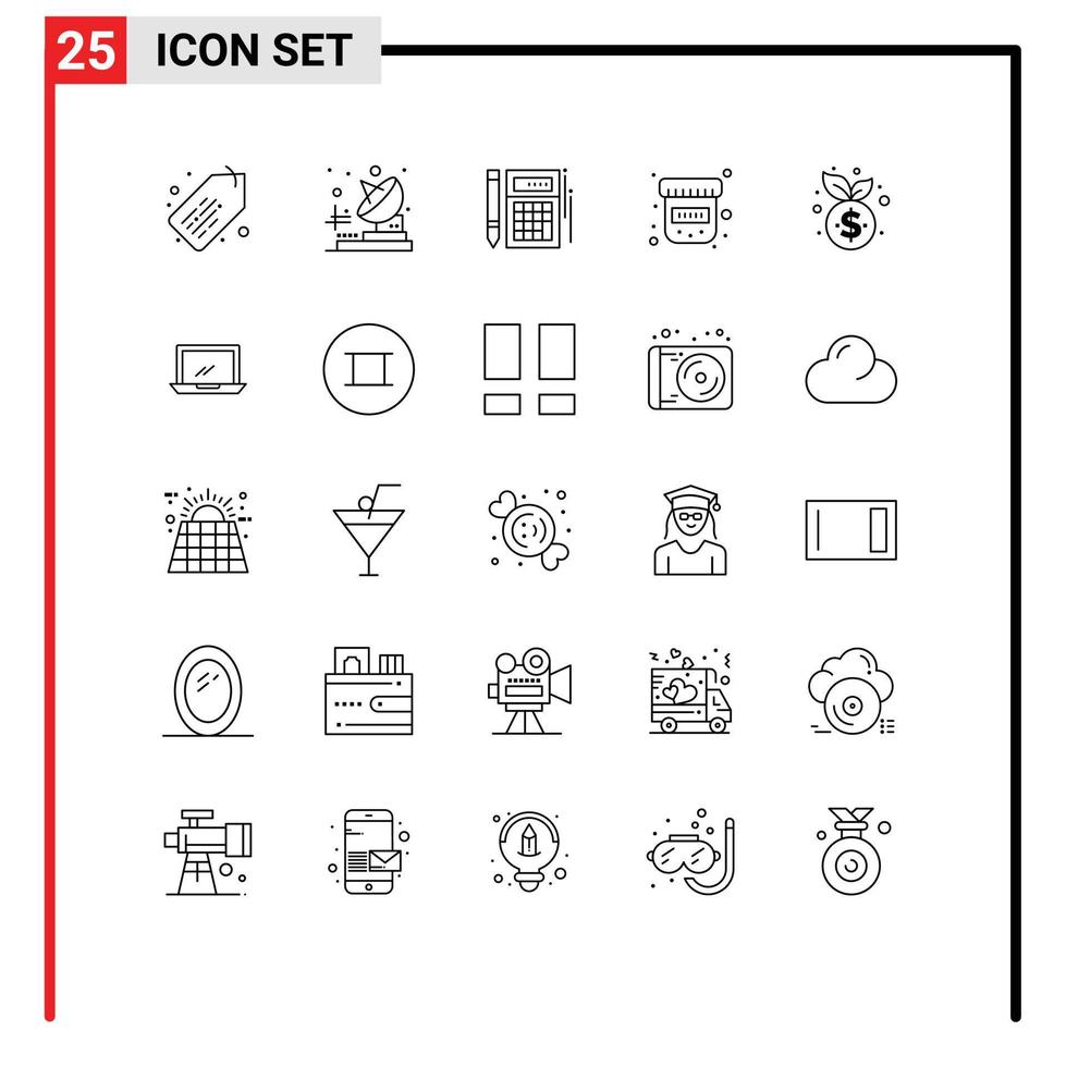 25 Creative Icons Modern Signs and Symbols of finance management calculation business drugs Editable Vector Design Elements