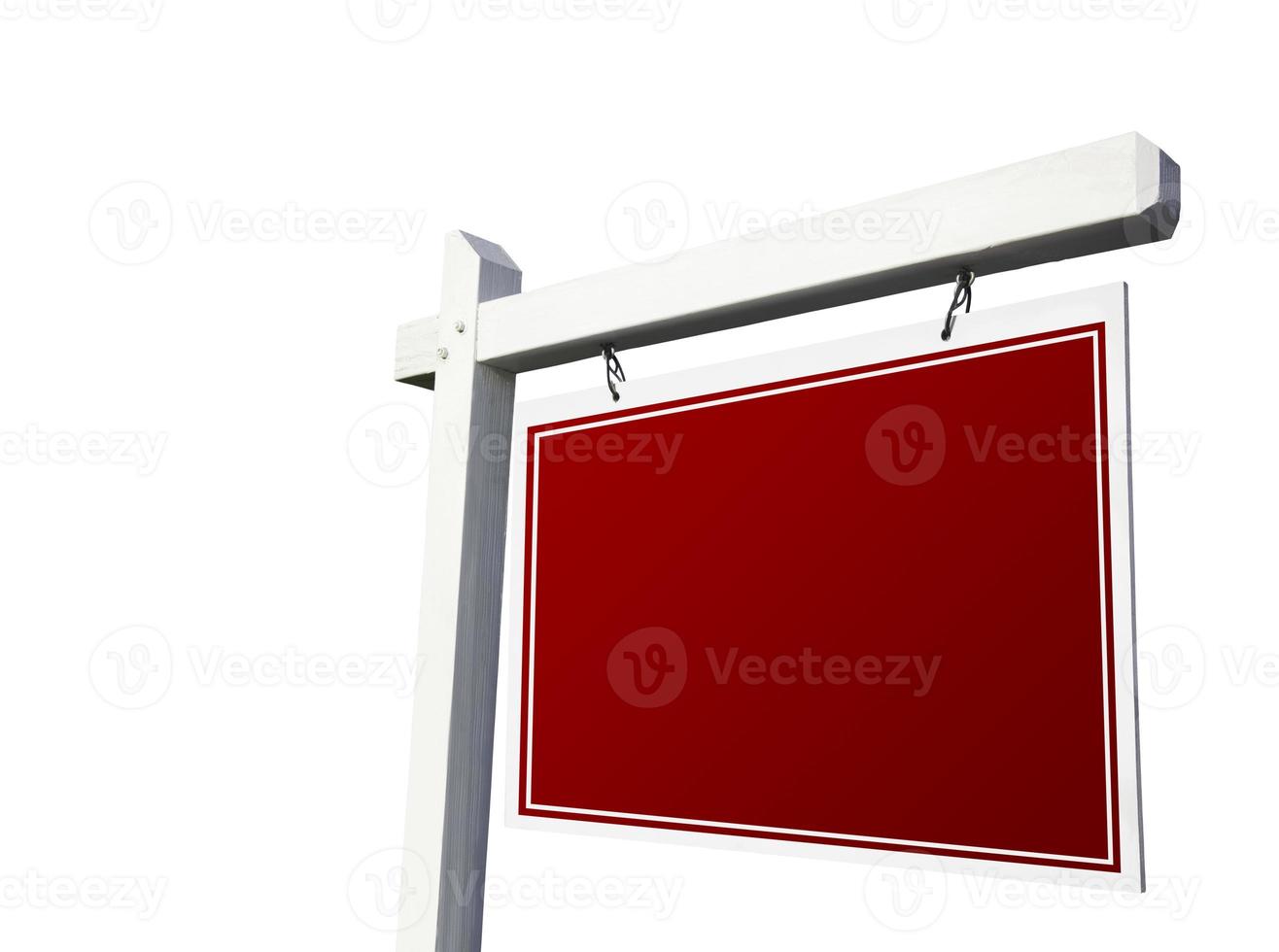 signo de bienes raíces rojo en blanco sobre blanco foto