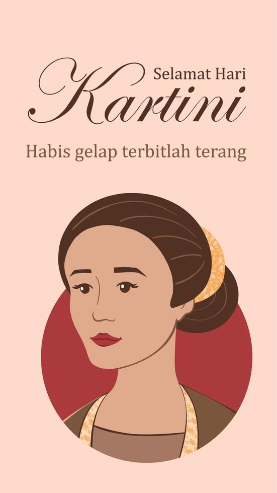 selamat hari kartini. traducción feliz día de kartini. vector