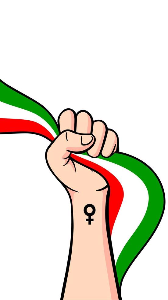 Protests in Iran vector poster with copy space. Solidarity with Iranian women. Template for background, banner