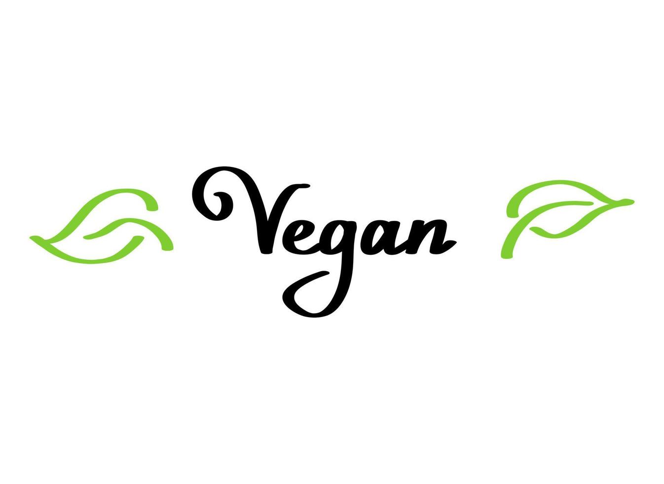 Vegan handdrawn text green vector lettering illustration.