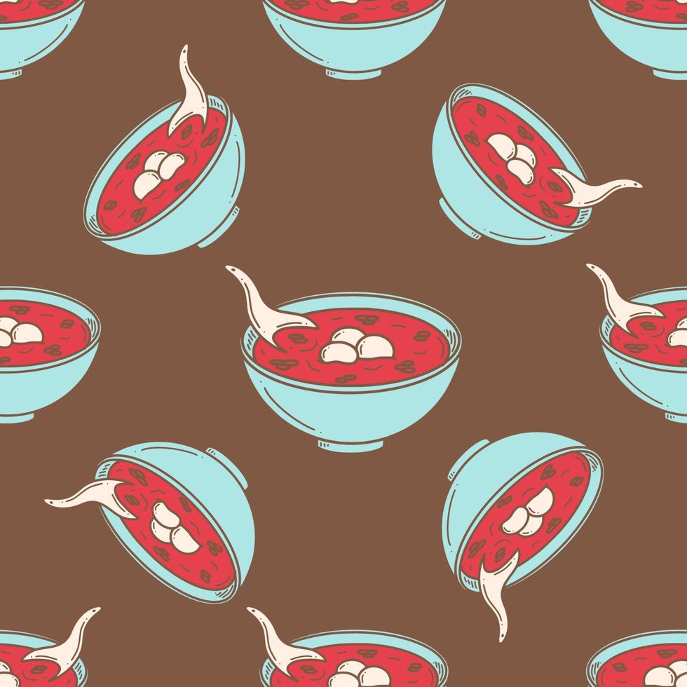 Hong dou tang, sweet Chinese red bean soup. Chinese New year dessert vector illustration