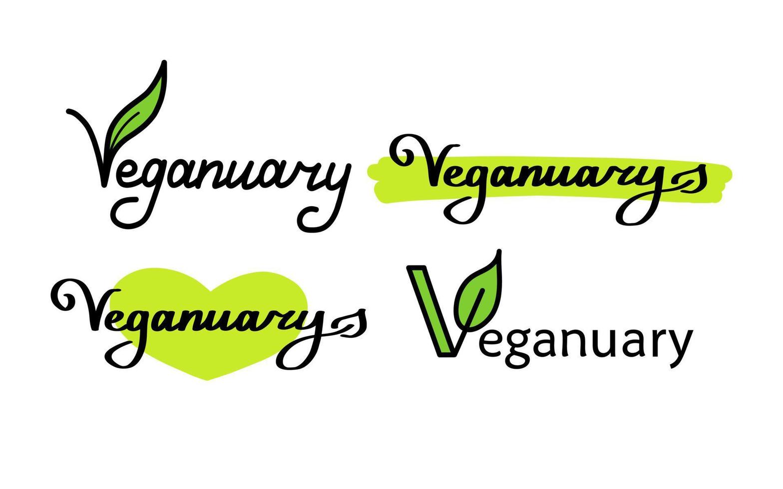 Vegan handdrawn text green vector lettering illustration.