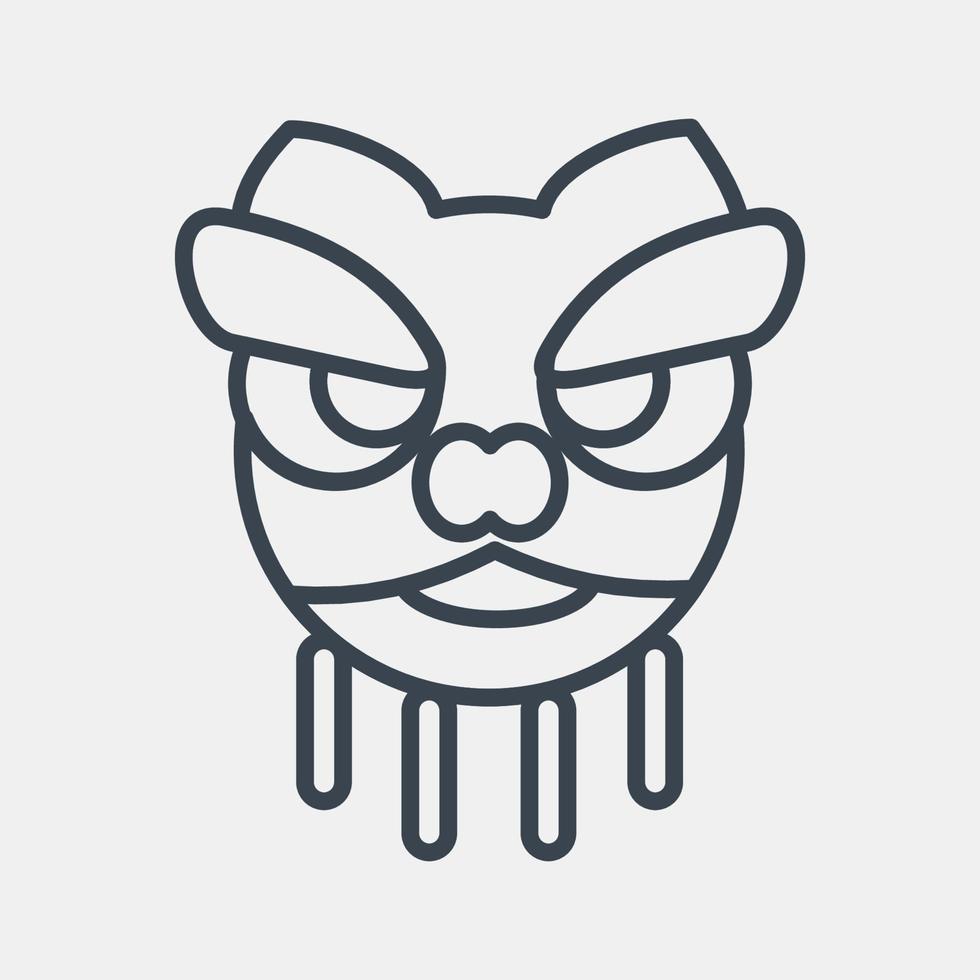 Icon lion dance. Chinese New Year celebration elements. Icons in line style. Good for prints, posters, logo, party decoration, greeting card, etc. vector