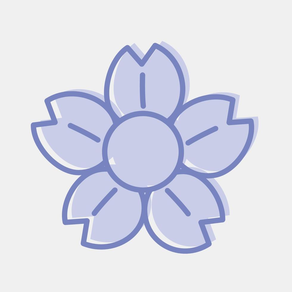 Icon Chinese blossom. Chinese New Year celebration elements. Icons in two tone style. Good for prints, posters, logo, party decoration, greeting card, etc. vector