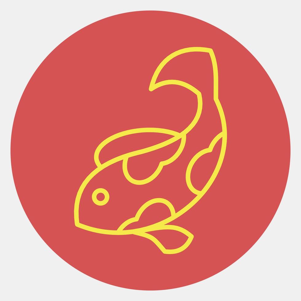 icono de peces koi. elementos de celebración del año nuevo chino. iconos en estilo rojo. bueno para impresiones, carteles, logotipos, decoración de fiestas, tarjetas de felicitación, etc. vector