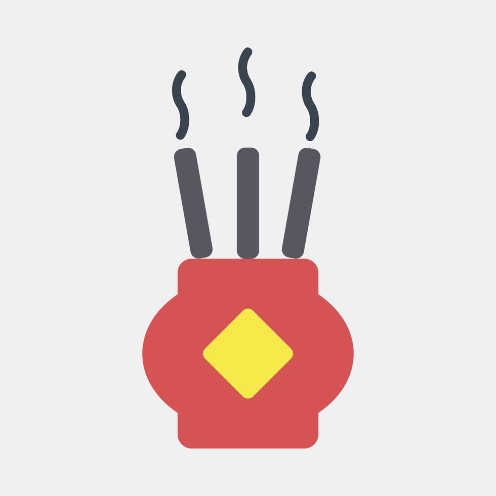 incensario de iconos. elementos de celebración del año nuevo chino. iconos de estilo plano. bueno para impresiones, carteles, logotipos, decoración de fiestas, tarjetas de felicitación, etc. vector