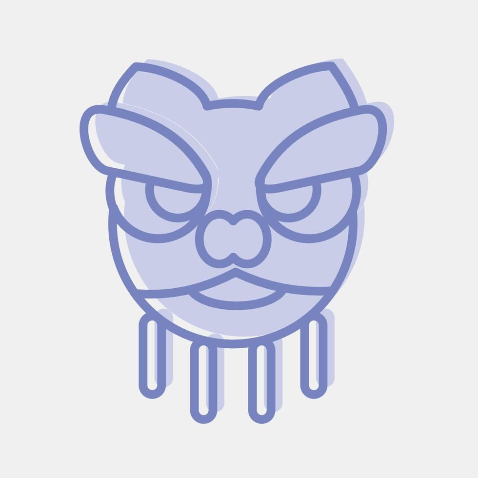 Icon lion dance. Chinese New Year celebration elements. Icons in two tone style. Good for prints, posters, logo, party decoration, greeting card, etc. vector