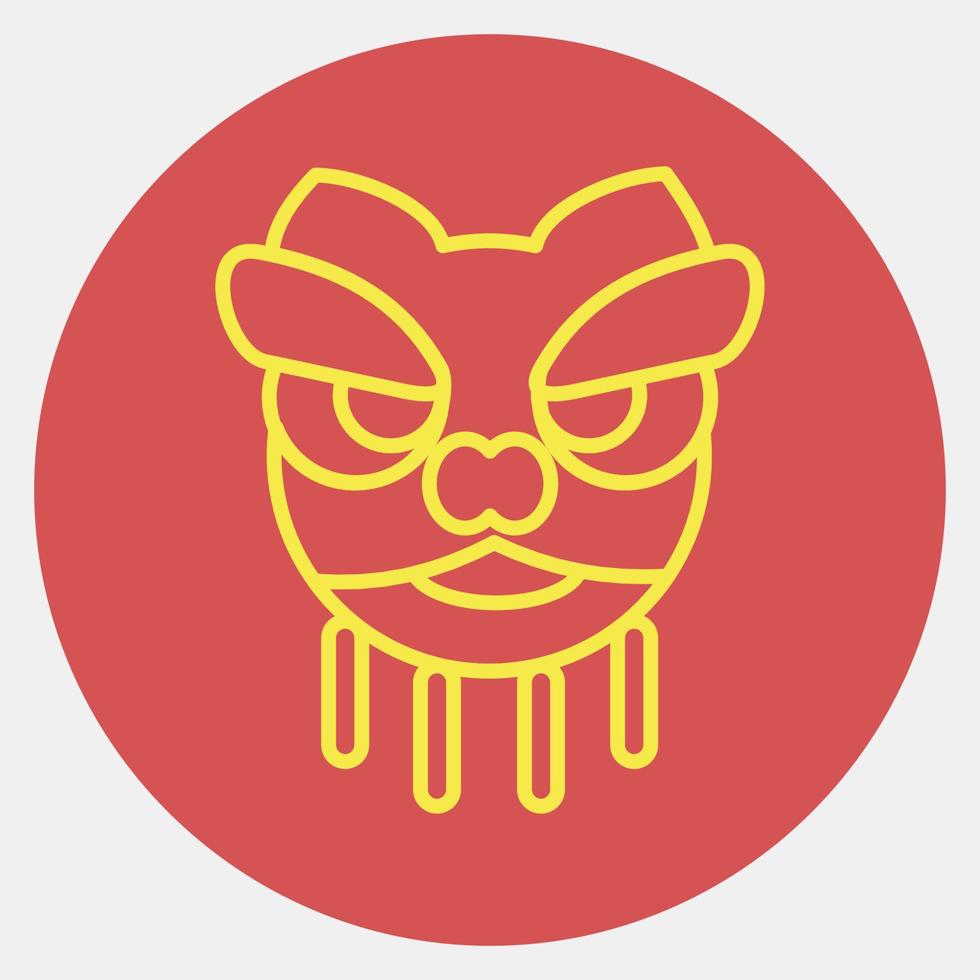 Icon lion dance. Chinese New Year celebration elements. Icons in red style. Good for prints, posters, logo, party decoration, greeting card, etc. vector