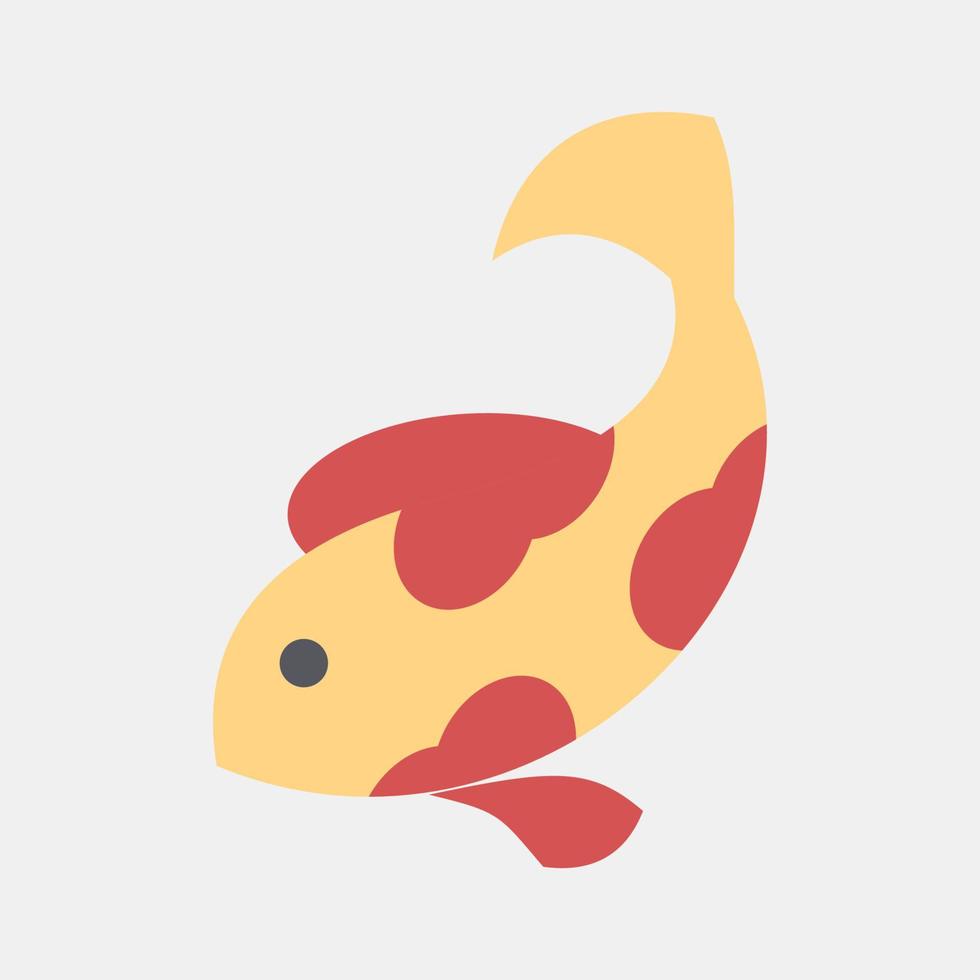 icono de peces koi. elementos de celebración del año nuevo chino. iconos de estilo plano. bueno para impresiones, carteles, logotipos, decoración de fiestas, tarjetas de felicitación, etc. vector