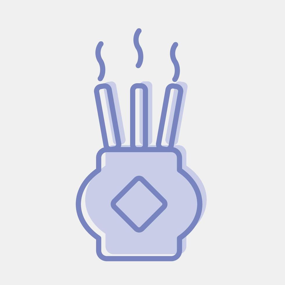 incensario de iconos. elementos de celebración del año nuevo chino. iconos en estilo de dos tonos. bueno para impresiones, carteles, logotipos, decoración de fiestas, tarjetas de felicitación, etc. vector