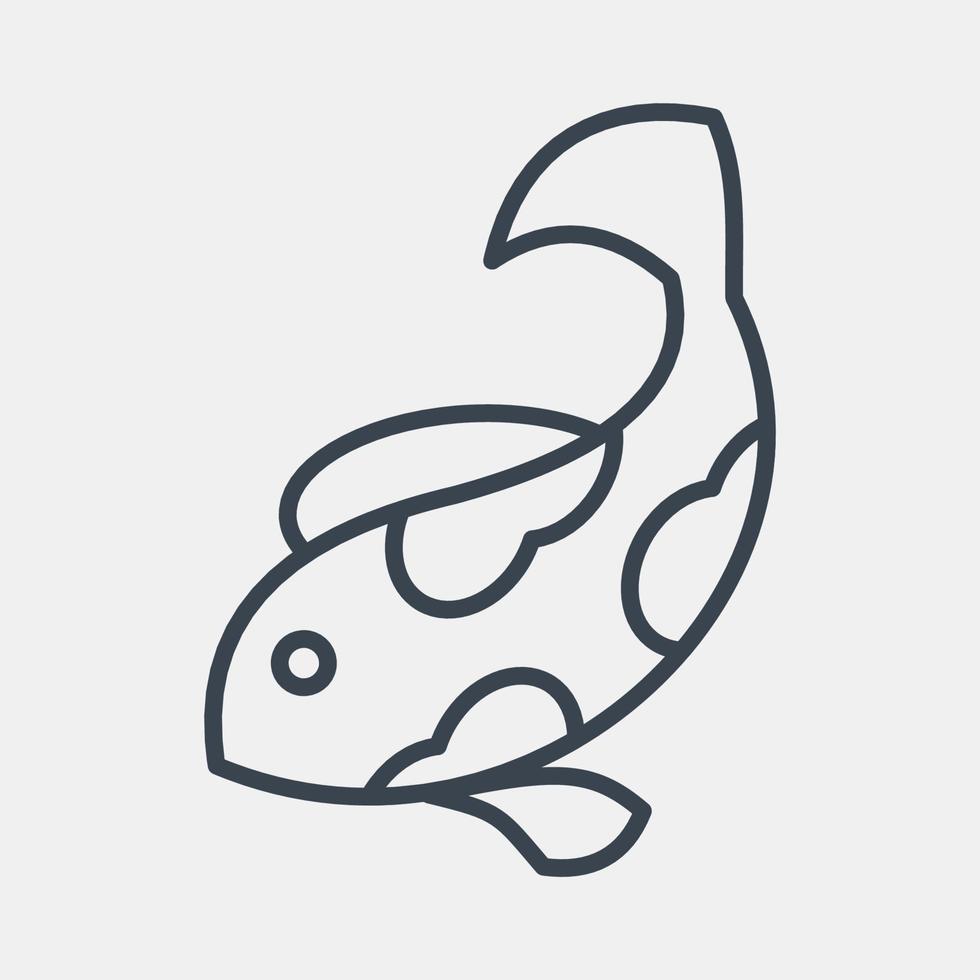 icono de peces koi. elementos de celebración del año nuevo chino. iconos en estilo de línea. bueno para impresiones, carteles, logotipos, decoración de fiestas, tarjetas de felicitación, etc. vector