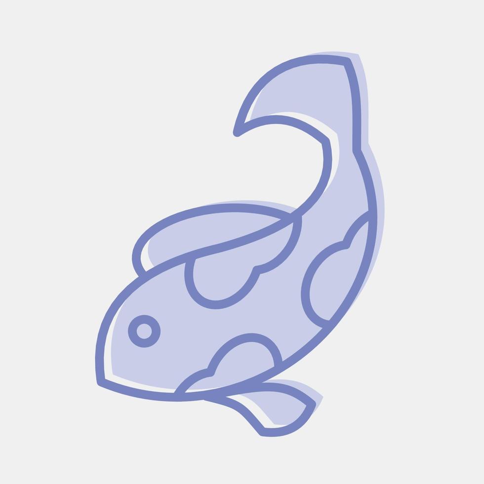 icono de peces koi. elementos de celebración del año nuevo chino. iconos en estilo de dos tonos. bueno para impresiones, carteles, logotipos, decoración de fiestas, tarjetas de felicitación, etc. vector