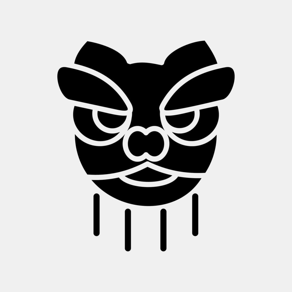 Icon lion dance. Chinese New Year celebration elements. Icons in glyph style. Good for prints, posters, logo, party decoration, greeting card, etc. vector
