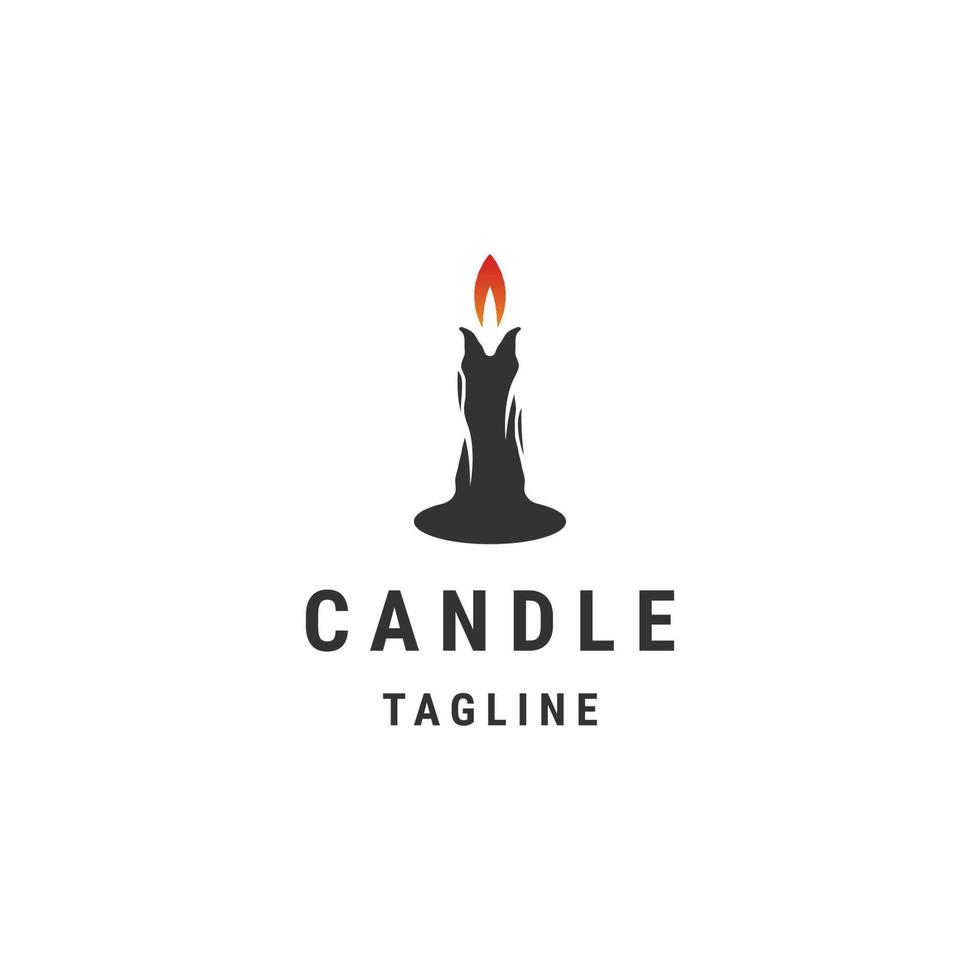 Candle design with dark night logo template flat vector