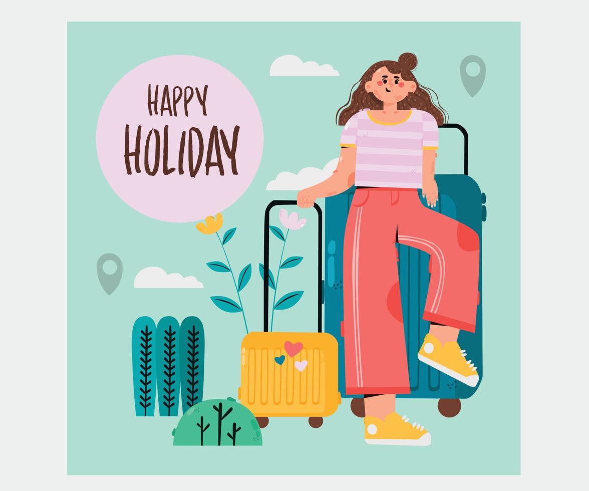 Travelling Girl Concept Illustration vector