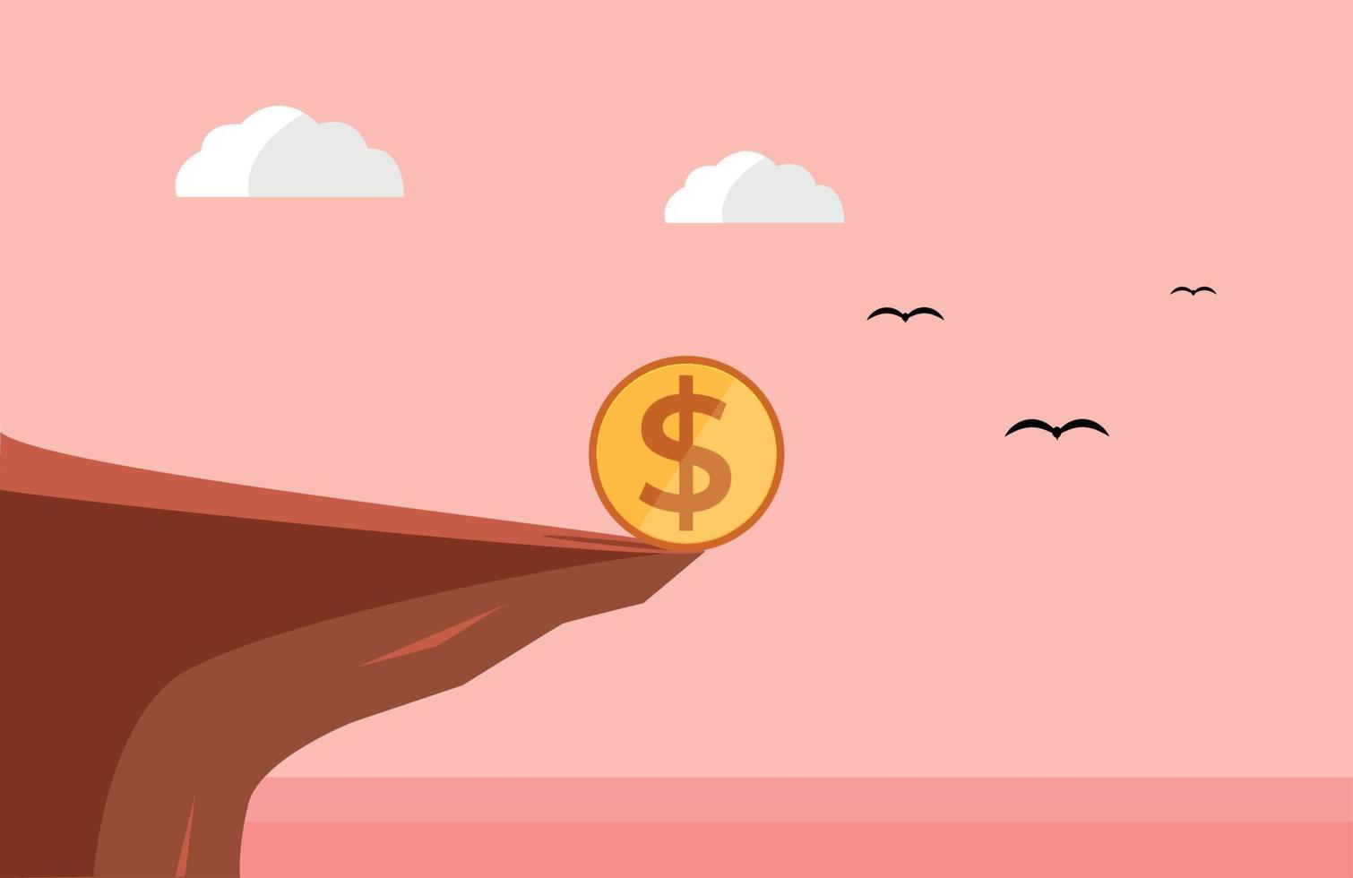 Money on the edge of the cliff vector
