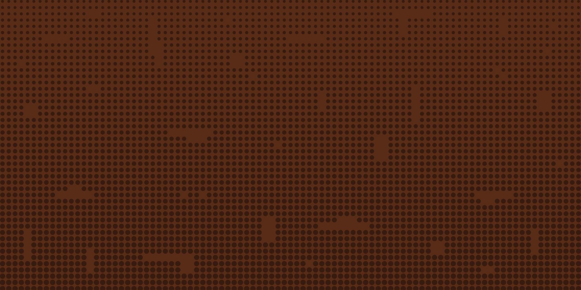 fondo horizontal marrón chocolate con círculos decrecientes hacia arriba y pequeños defectos. diseño de puntos creativos del fondo, papel tapiz web. vector