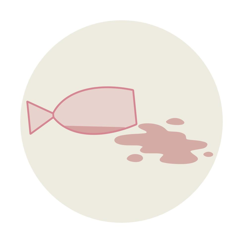 Overturned transparent glass with a spilled drink. Spilled wine. Cartoon flat illustration. vector