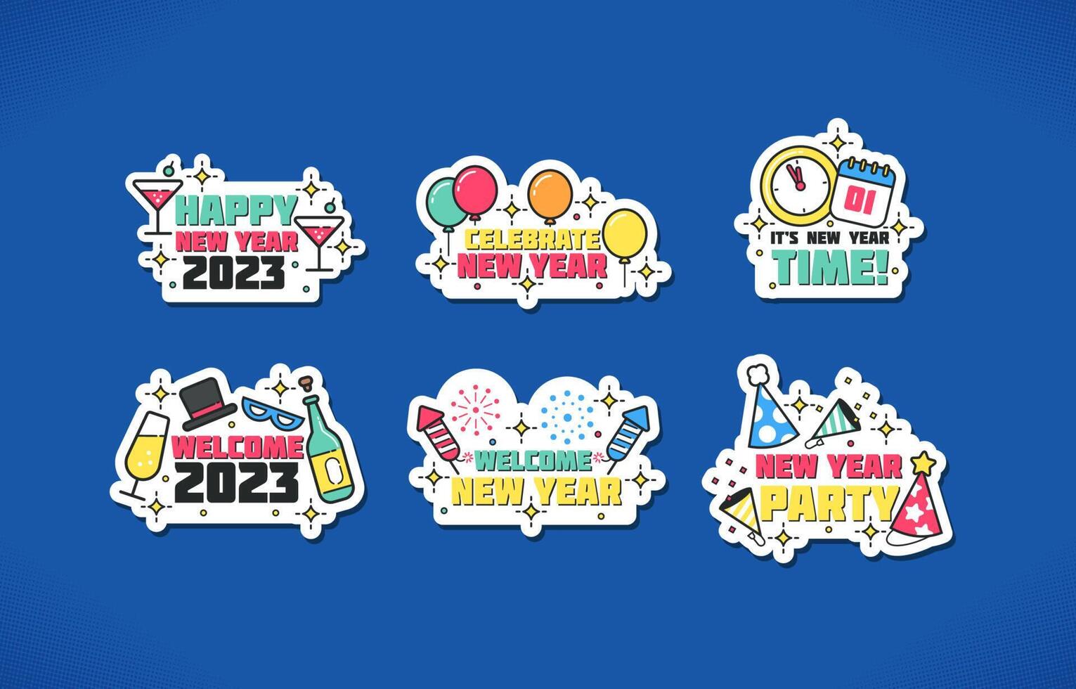 New Year Greeting Chat Stickers vector
