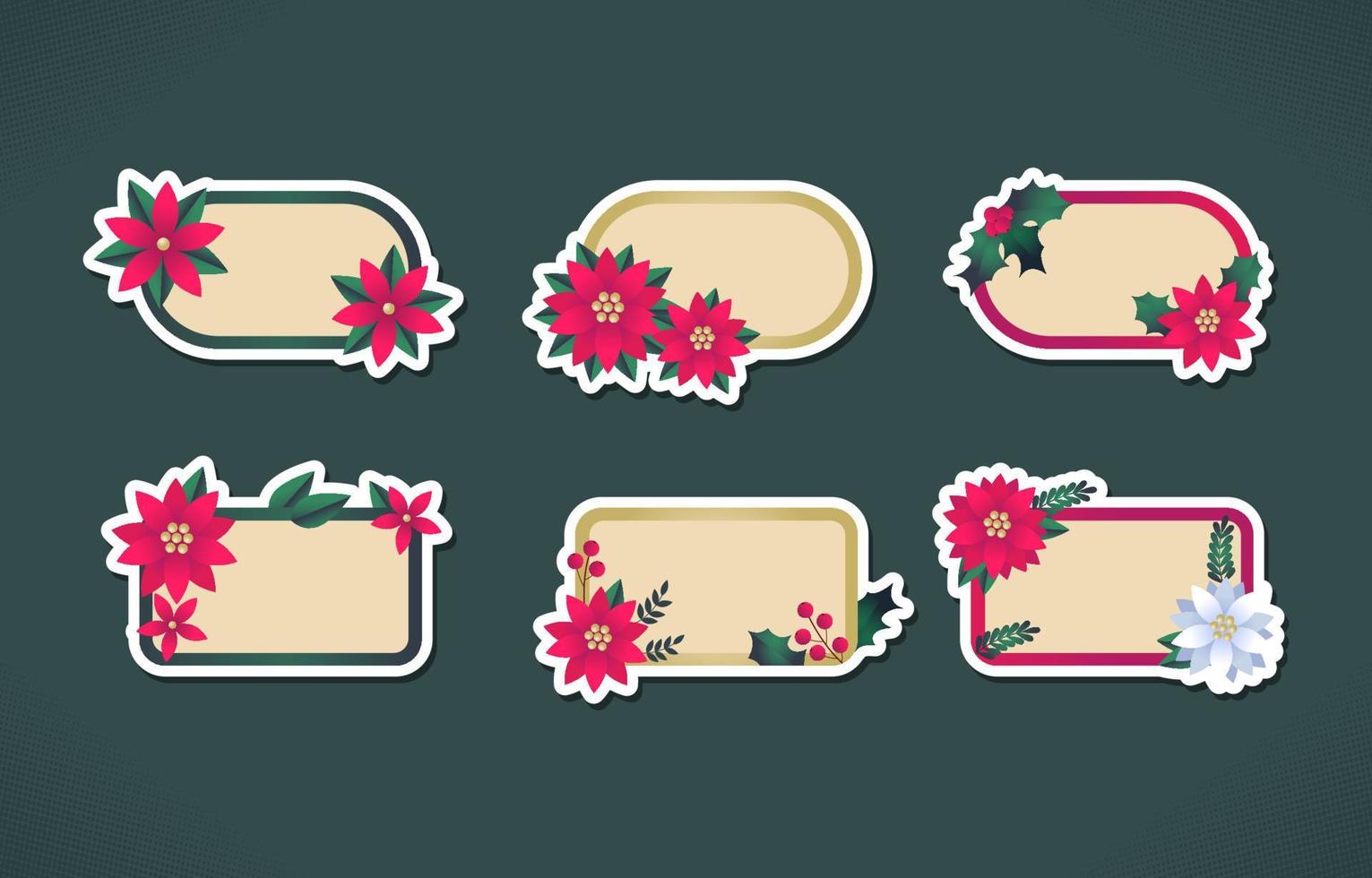 Poinsettias Journal Sticker Set vector
