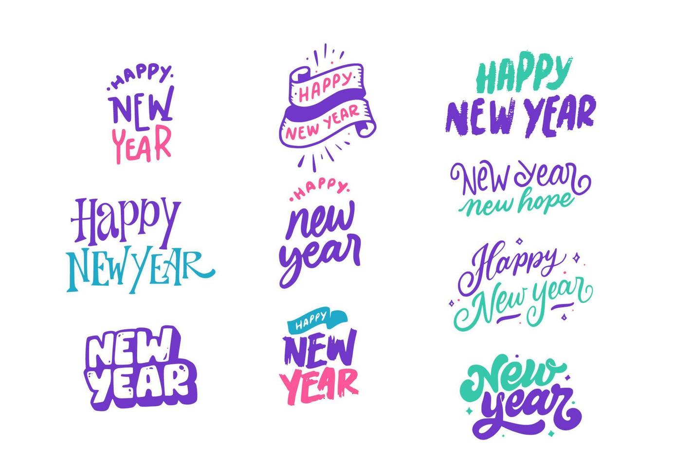 New Year Lettering Typography vector