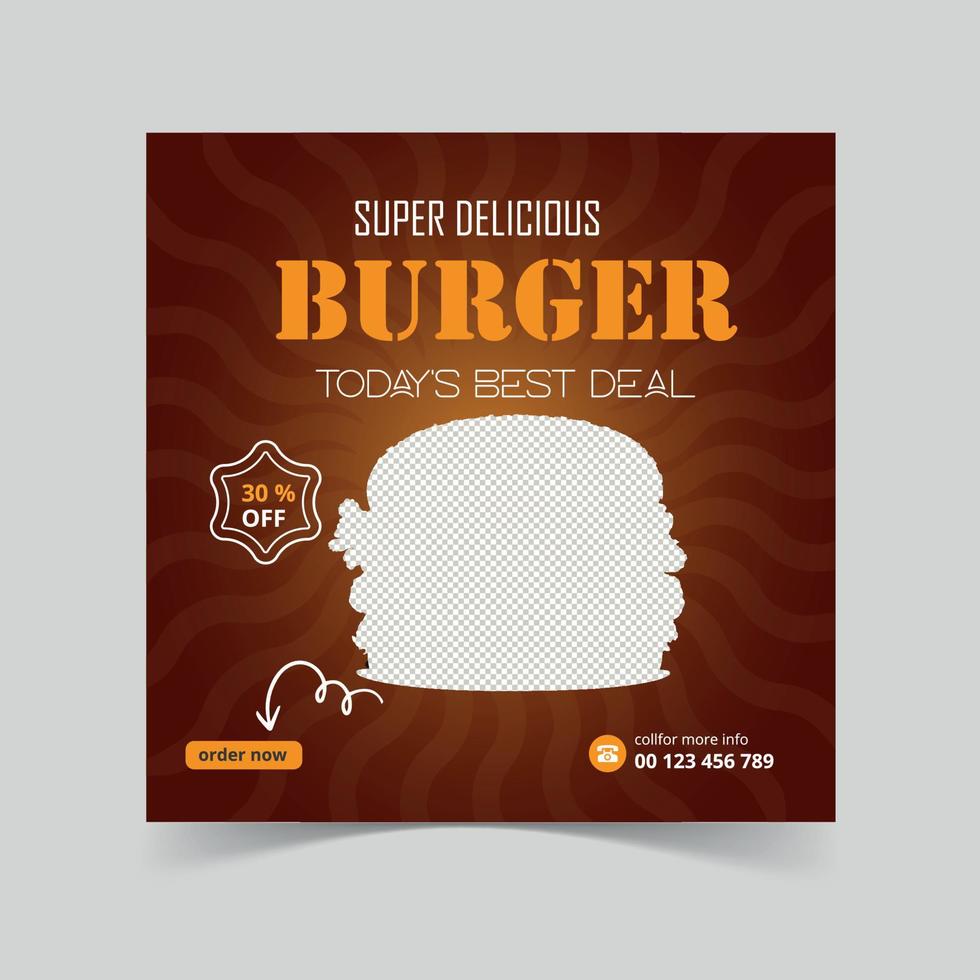 hamburguesa súper venta diseño de publicación en redes sociales vector
