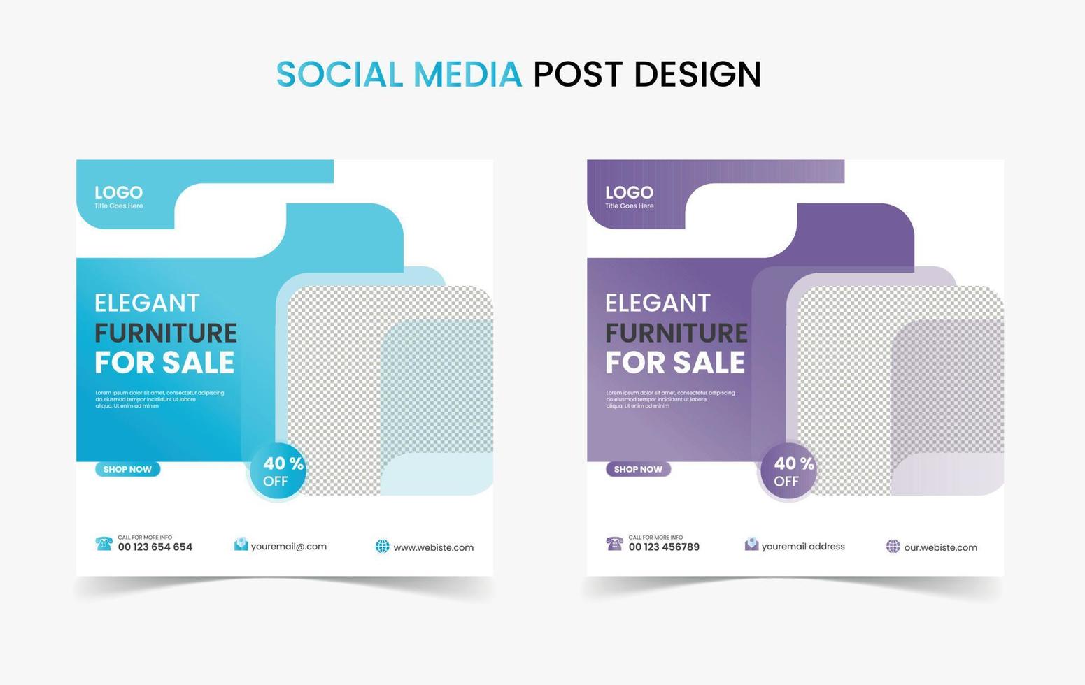 Furniture sale social media Instagram post design template vector