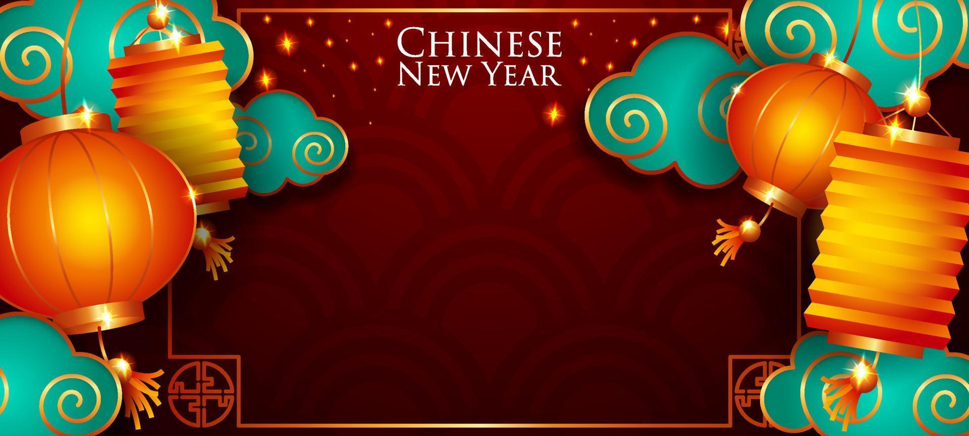 Chinese New Year Background with Red Lanterns vector