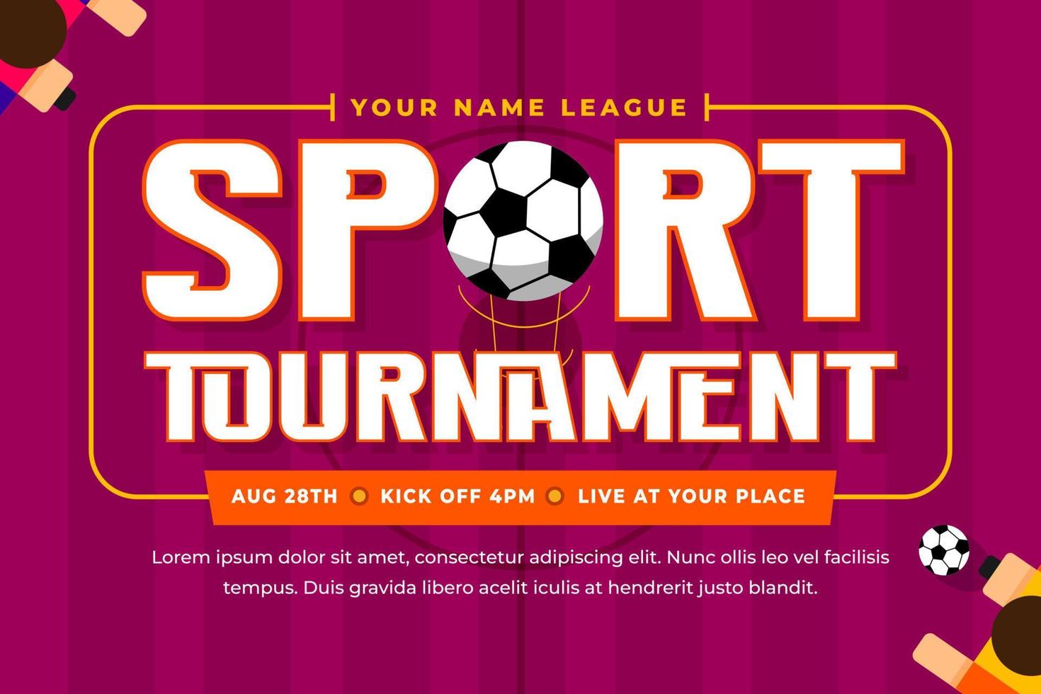 Football tournament sport event background design template easy to customize vector
