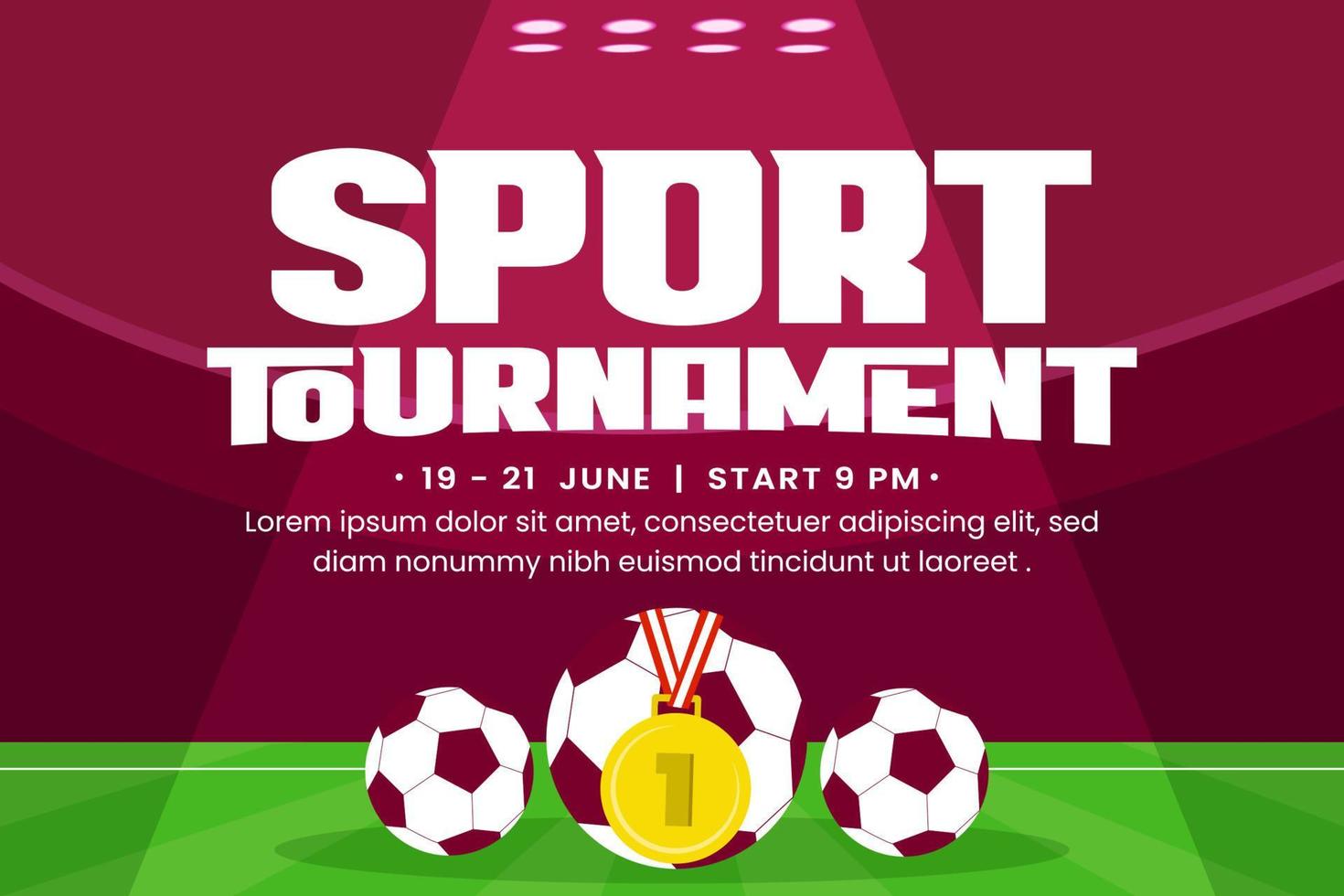 torneo de fútbol, plantilla de diseño de fondo de evento deportivo fácil de personalizar diseño simple y elegante vector