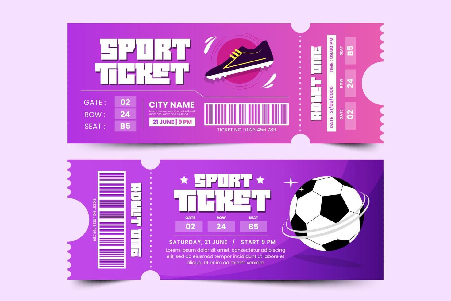 torneo de fútbol, plantilla de diseño de entradas para eventos deportivos fácil de personalizar diseño simple y elegante vector