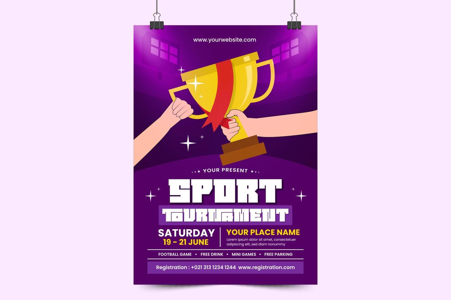 Football tournament sport event flyer or poster design template easy to customize vector