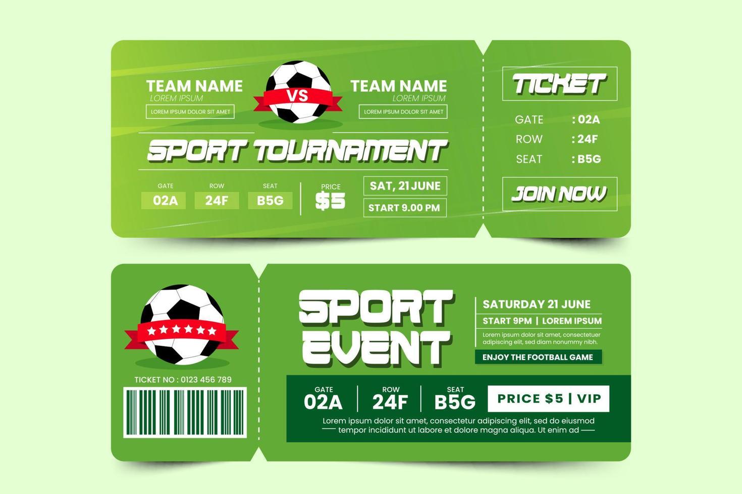 torneo de fútbol, plantilla de diseño de entradas para eventos deportivos fácil de personalizar diseño simple y elegante vector