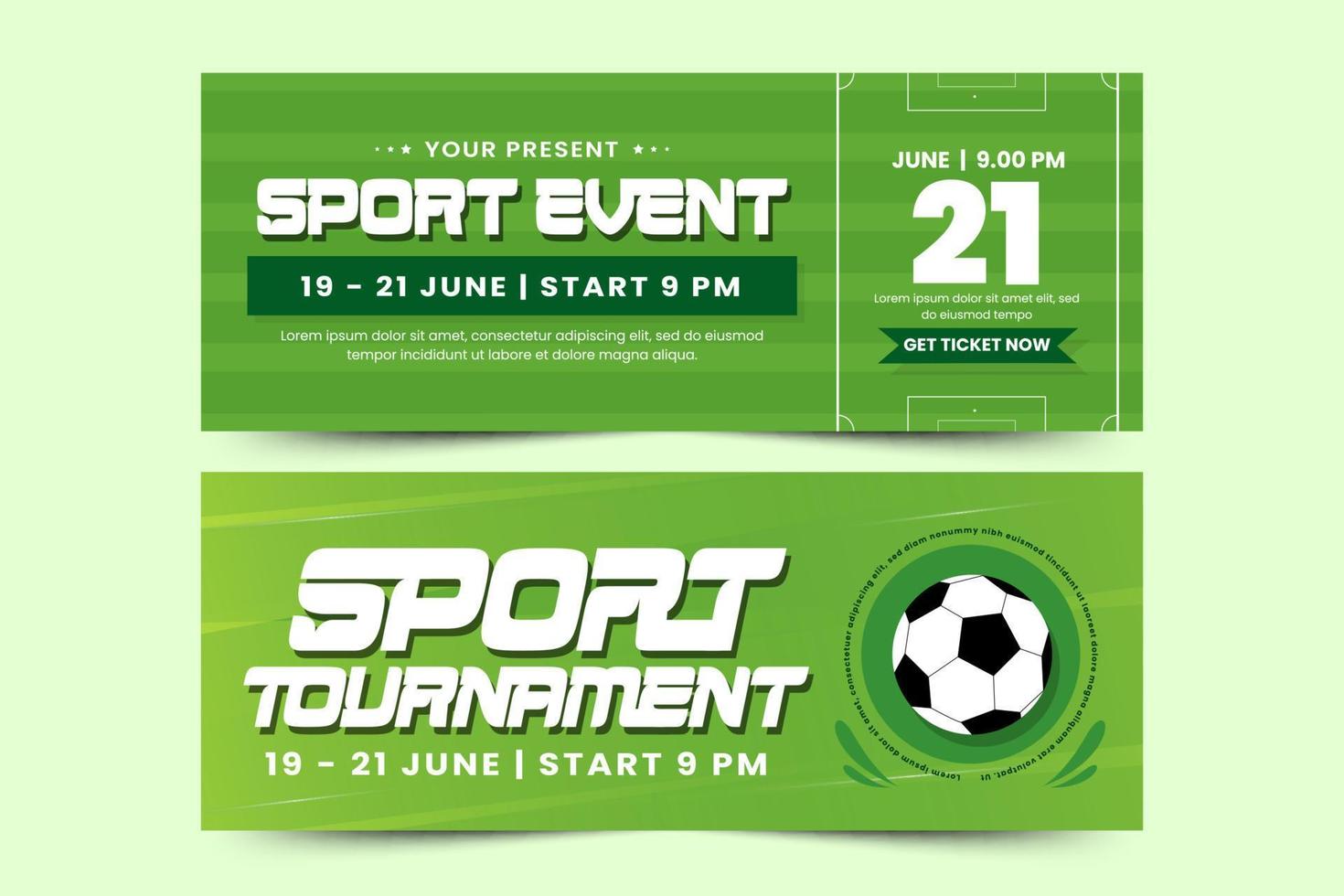 Football tournament, sport event banner design template. Field and ball feel design with a cool look vector