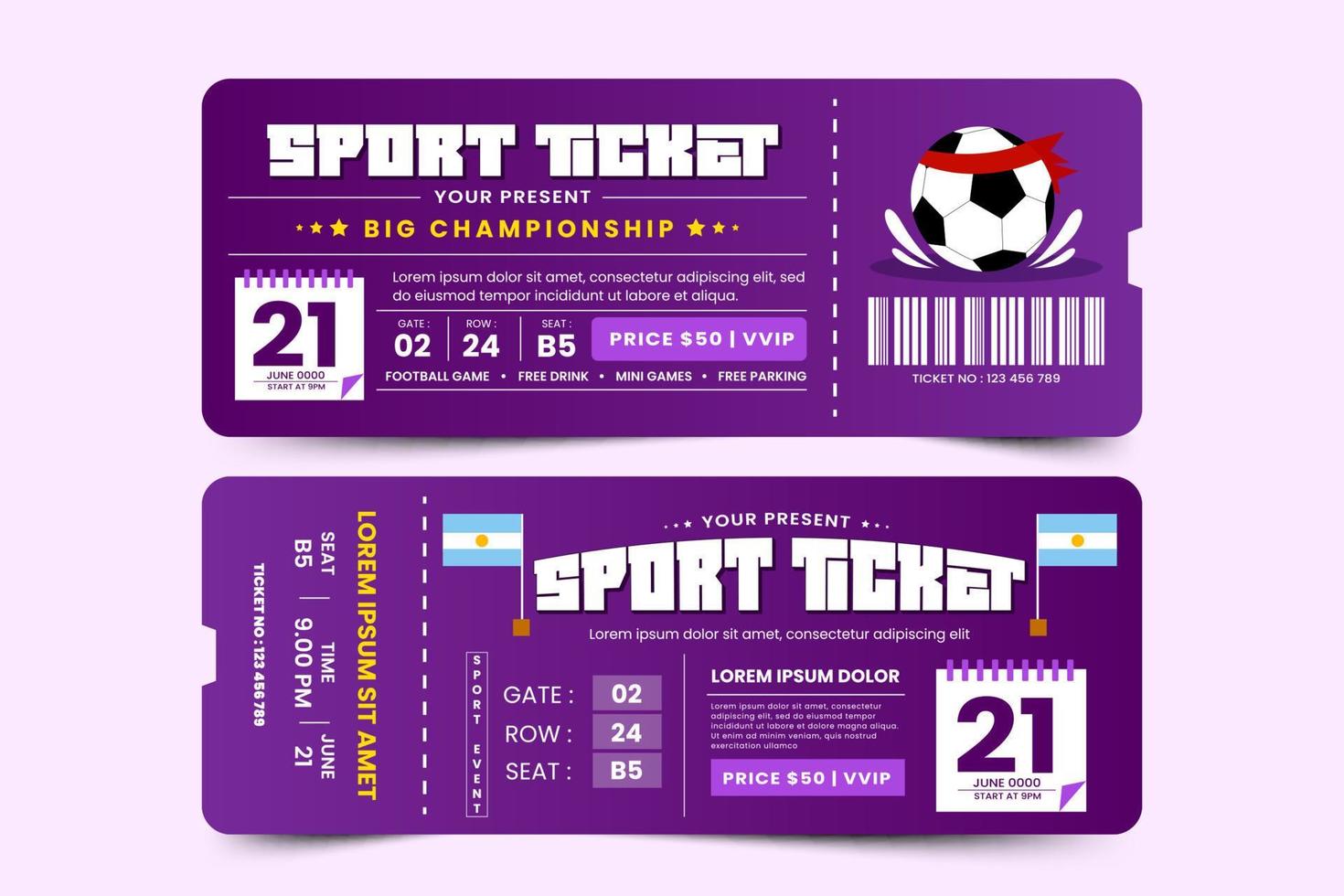 plantilla de diseño de entradas para eventos deportivos de torneos de fútbol fácil de personalizar vector